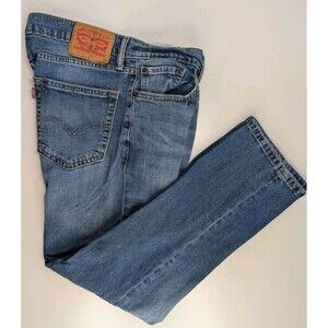 Levi's 514 Mens Jeans 32x30 Medium Wash Blue Straight Leg Distressed Denim Pants